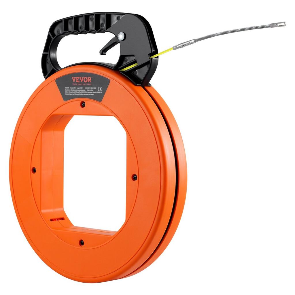 Fish Tape Wire Cable Line Puller 100ft 1/16in Fiberglass High Plastic Case