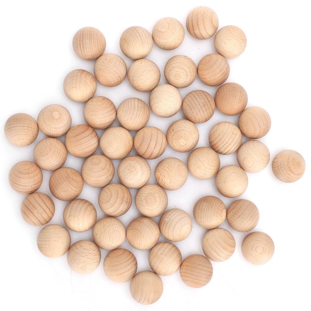 50PCS Beech Unfinished Wood Balls Easy to Paint DIY Wooden Balls Wooden Round Balls Art Projects