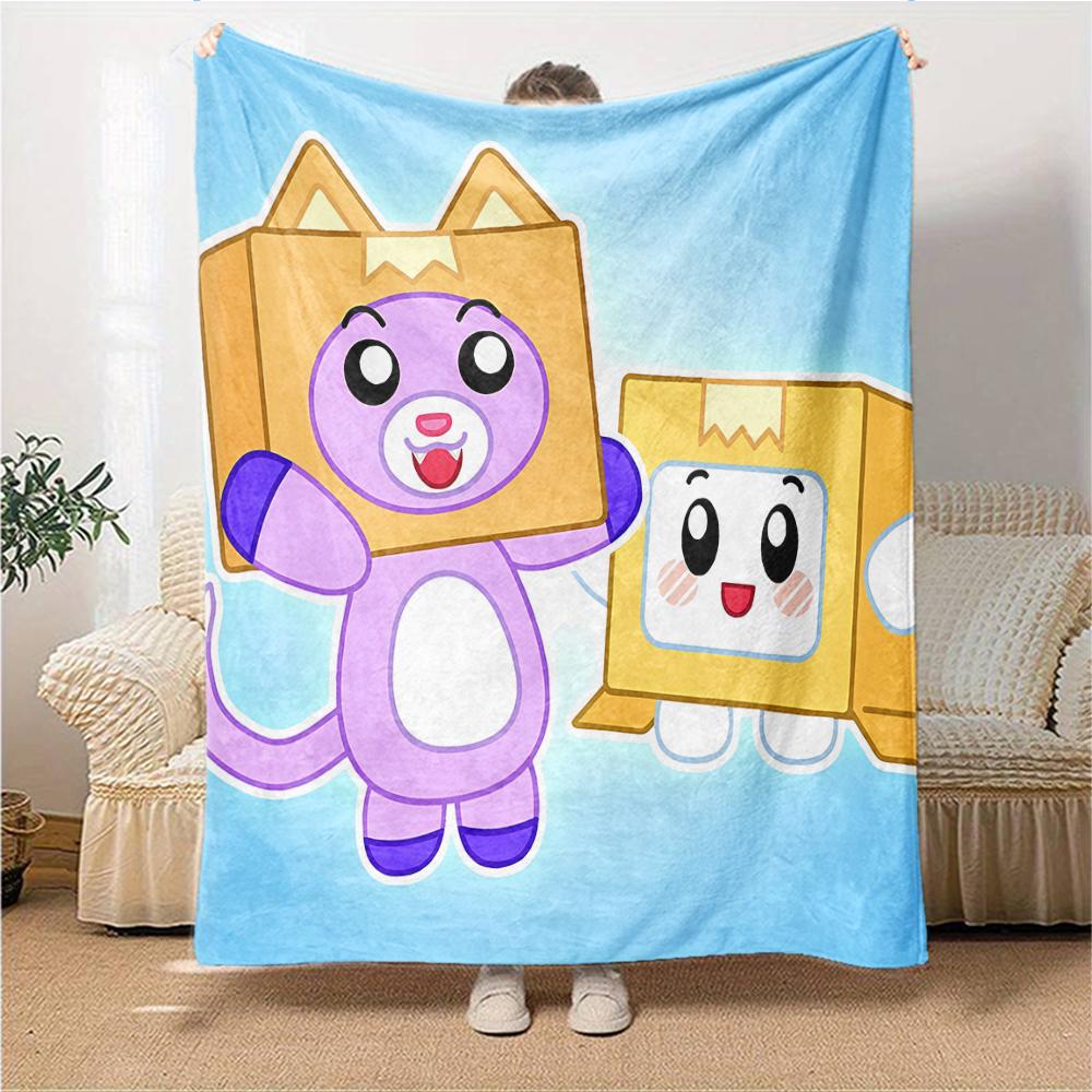 1Pc Boxy Friends Picnic Party Blanket For Couch Bed Plush Cozy Fuzzy Blanket Super Soft Warm Blankets For Fall And Winter 091824