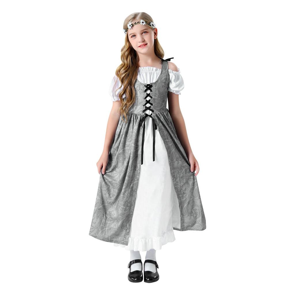 Детский костюм для косплея в стиле ретро, ​​костюм на Хэллоуин, праздничное платье