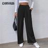 Spring and Autumn Women's Wide Leg Pants Casual Pants Elastic Waist Women's Pants Solid Color Pit Stripe Casual Pants