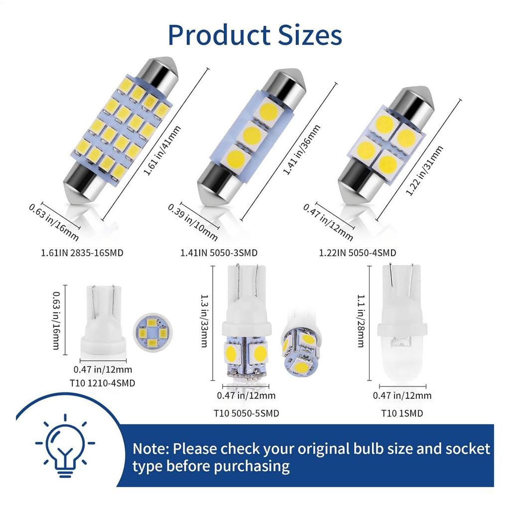 Interior LED Lights For Cars High-Brightness Car Door Lights Plug-and-Play Installation LED Reading Lighting Automotive Interior