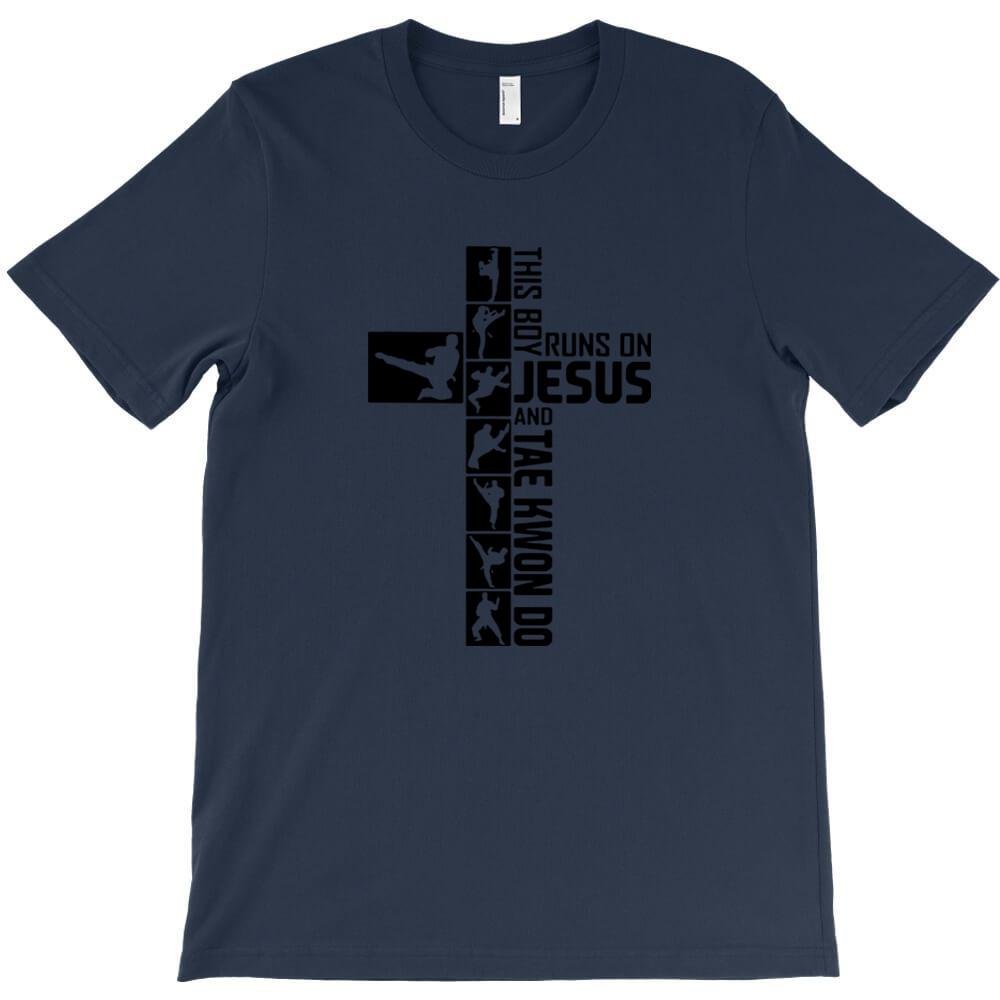 This Boy Runs On Jesus And Tae Kwon Do T Shirt Black Shirt Male Round Neck