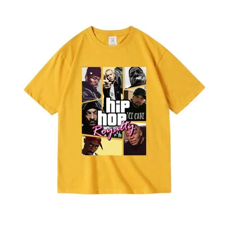 Легенды Золотого Века Хип-Хопа "Parental Advisory Explicit Content" Горчичный Винтажный Оверсайз Футболка с Коротким Рукавом