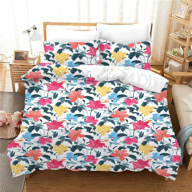 Односпальный 140x210см Набор пододеяльника Растения тропического леса/Фламинго Лист банана /кактус 135x200 Розовый постельный набор Детский Королевский