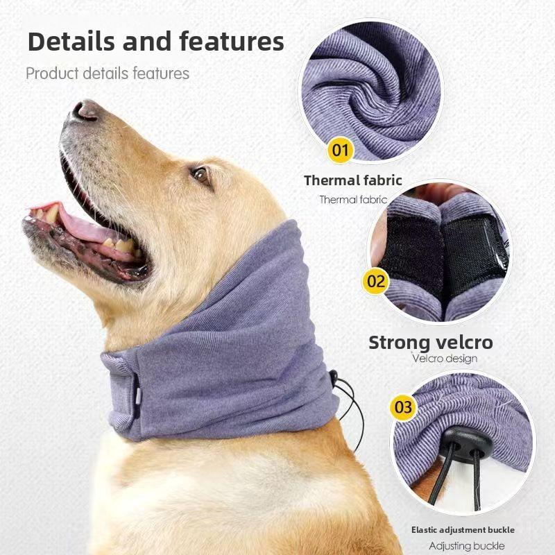 Quiet Ears for Dogs Adjustable Calming Snood Warm Fleece Lining Multifunctional Anxiety Relief Pet Scarf for Noise Protection