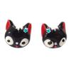 [R8187] - Black 'Cats' Designer Earrings - 13x12 Mm