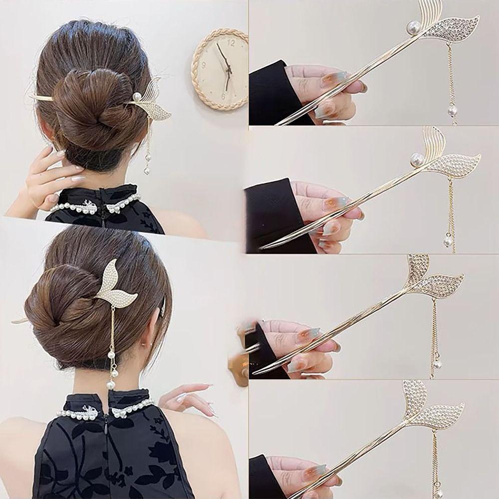 Flower Tassel Hairpin Ancient Style Hair Insert Elegant Hair Sticks  Hanfu
