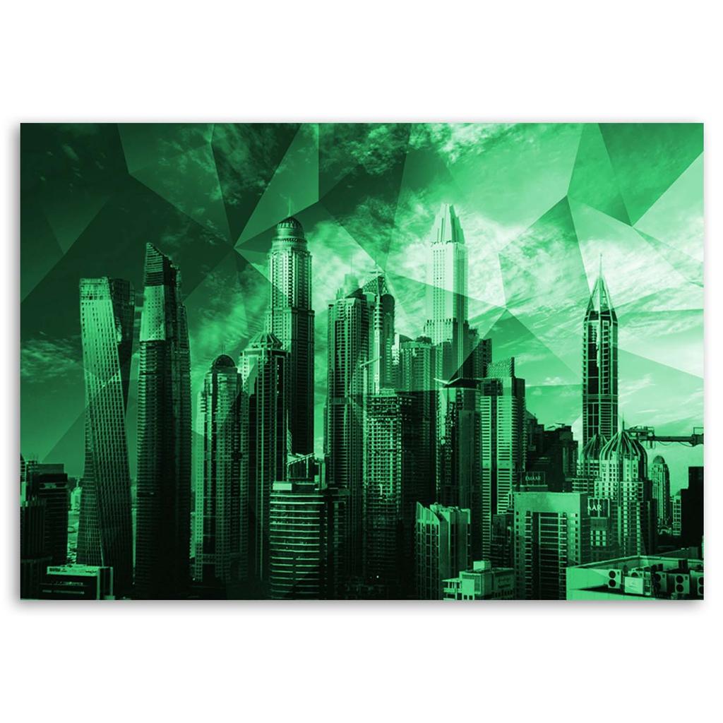 Печать на холсте, Геометрический город - зеленый