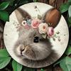 Retro Easter Rabbit Metal Tin Sign Round Wall Decor Rustic Holiday Party Home Garden Porch Decoration 2D Plaque