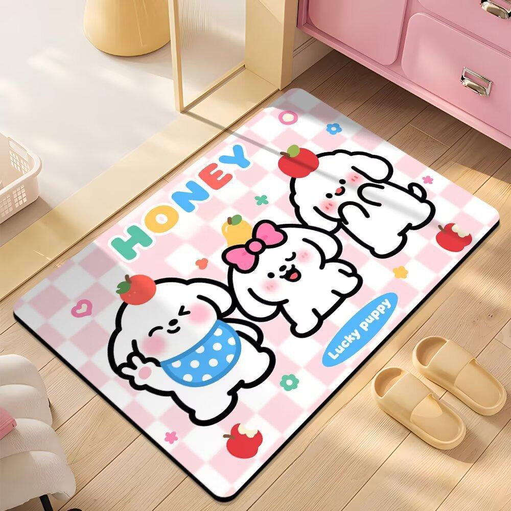 Floor Mat Bathroom Absorbent Mat Cartoon Cute Dopamine Non-slip Mat Household Dirt-resistant Foot Mat Diatom Mud Floor Mat