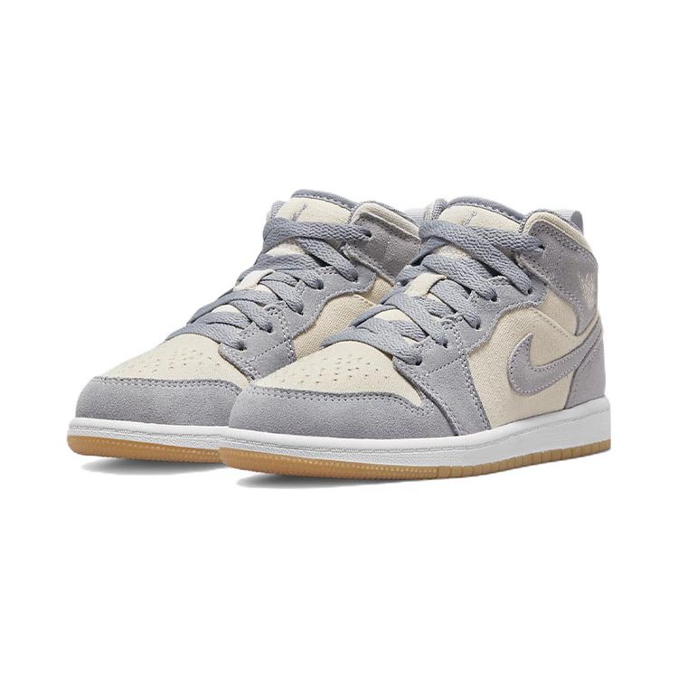 Детские кроссовки Air Jordan 1 Mid SE PS Coconut Milk Particle Grey Cream White DN4345-100