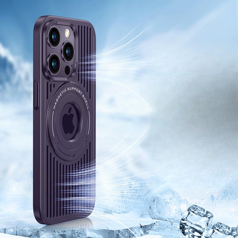 Подходит для Apple 16 Охлаждающий чехол для телефона, Магнитное притяжение 15proMax Подставка с выдвижной штангой, Защитный чехол от падений для iPhone14 13
