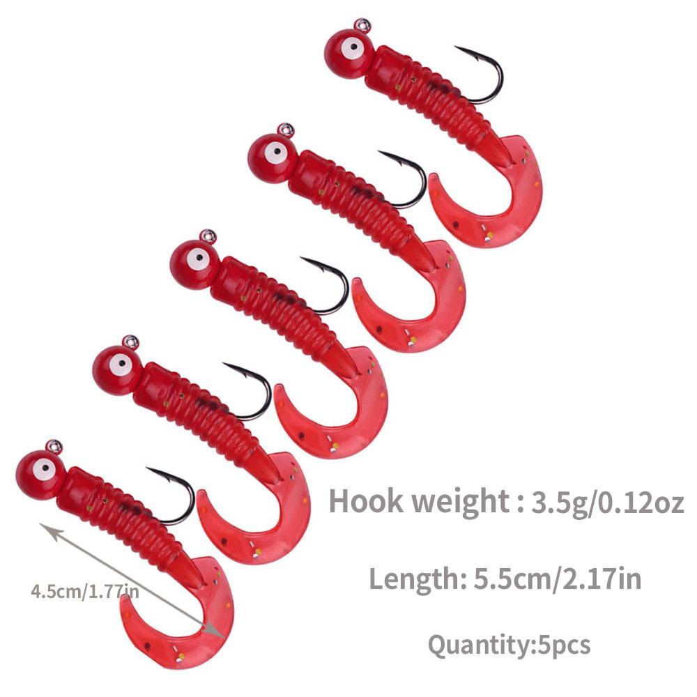 5pcs/bag Jig Hook with Soft Lure Pesca Wobbler Artificial Bait Silicone Bait Sea Bass Carp Fishing Soft Tail Perch Bait