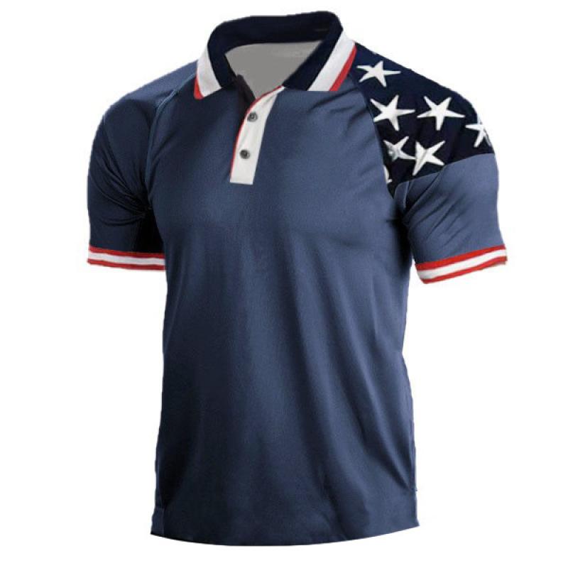 Мужская уличная рубашка-поло с 3D цифровым флагом США и футболкой