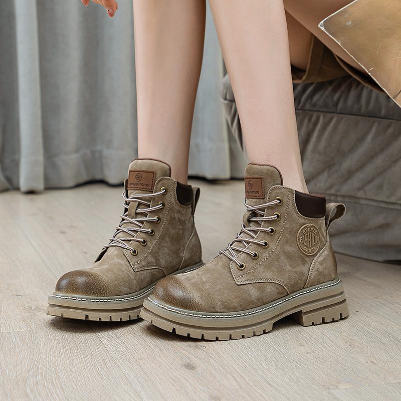Ботинки женские из натуральной кожи на толстой подошве Мотоциклетная рабочая одежда для отдыха на природе Женские ботильоны Обувь для женщин Zapatos