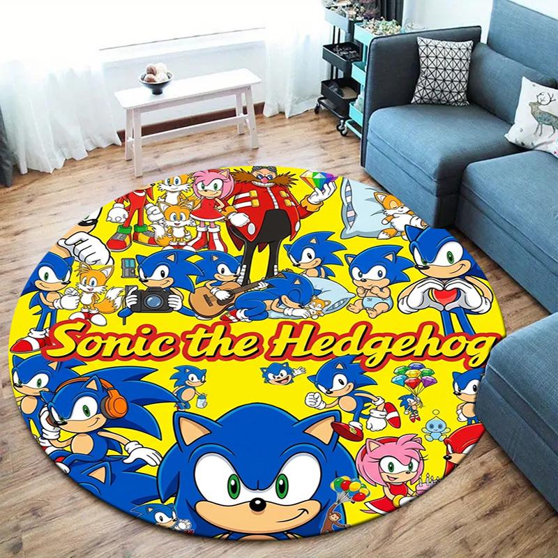 Sonic Hedgehog Round Area Rug Carpet Rug For Living Room Bedroom Sofa Playroom Decor Nonslip Floor Mat