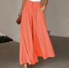 Women's Solid Color Trousers Elastic Belt Wide Leg High Waist Long Culottes