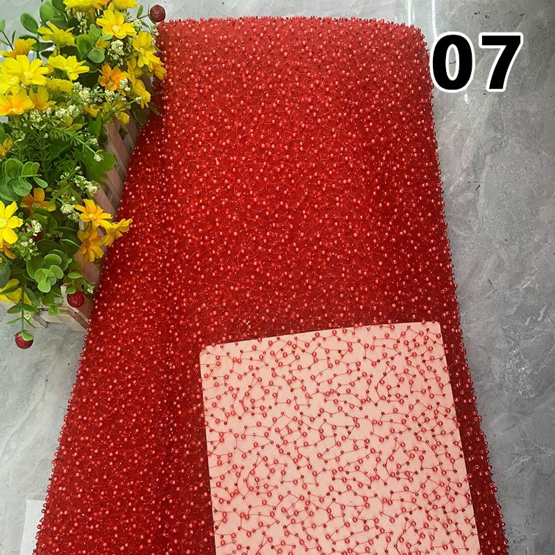 1 ярд Роскошная Тяжелая Вышивка Жемчугом Пайетками Бисер Ткань Великолепная Африканская Газовая Кружевная Ткань Сделай Сам Ручная Работа Свадебное Платье Одежда