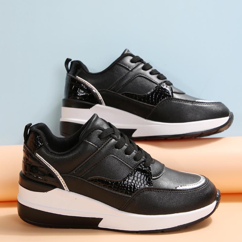 Женские кроссовки для бега, повседневная мода, кроссовки с толстым каблуком, большого размера, со шнуровкой, Zapatillas Plataforma Mujer