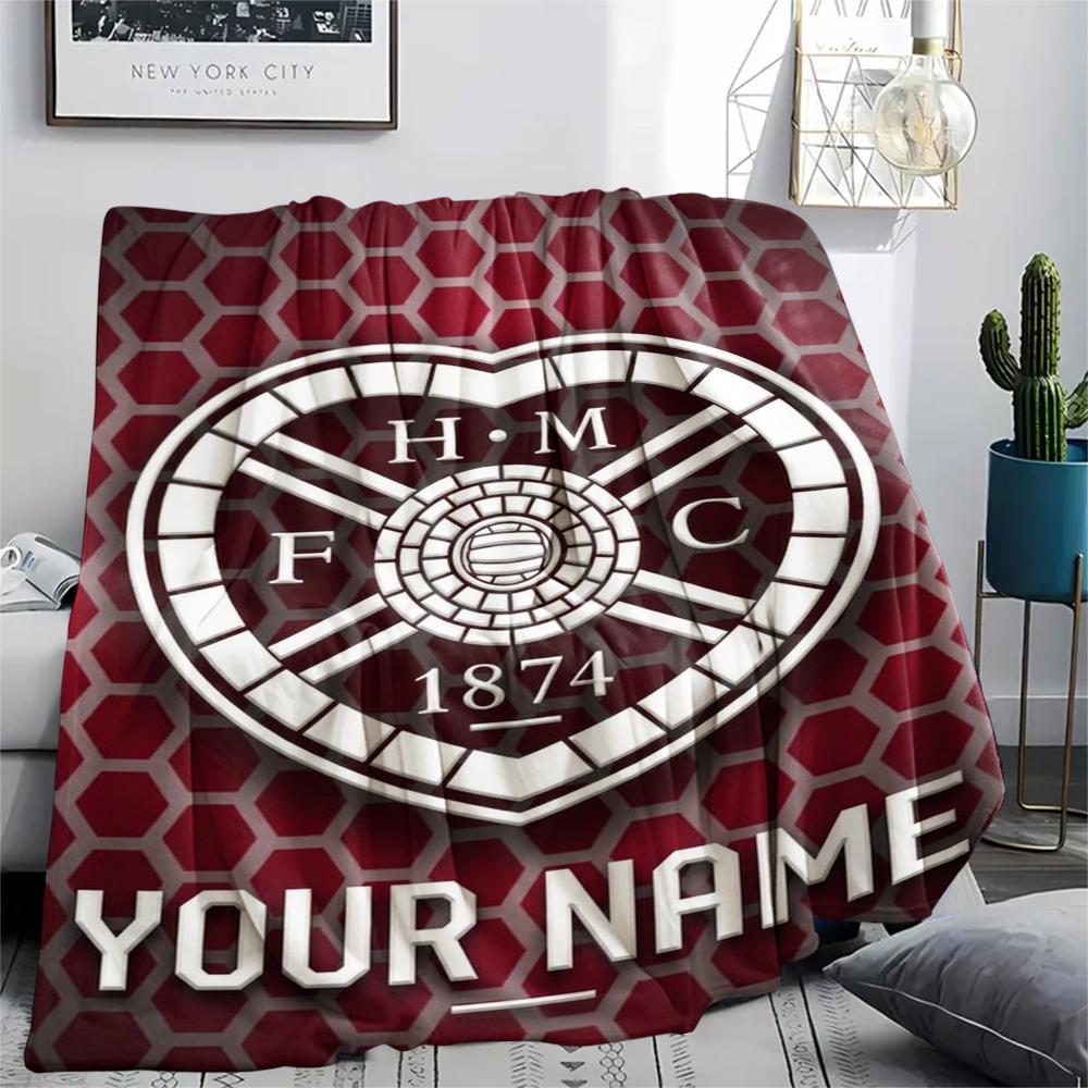 1PC Custom Name Hartes Football Club Patterned Flannel Blanket Suitable For All Seasons for Home Decor Warmth and Comfort Gifts Holiday Present_xia