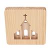 LED Night Light Christian Church Pattern Hollow Out 3D Wooden Lamp USB Interface Pine Wooden Night