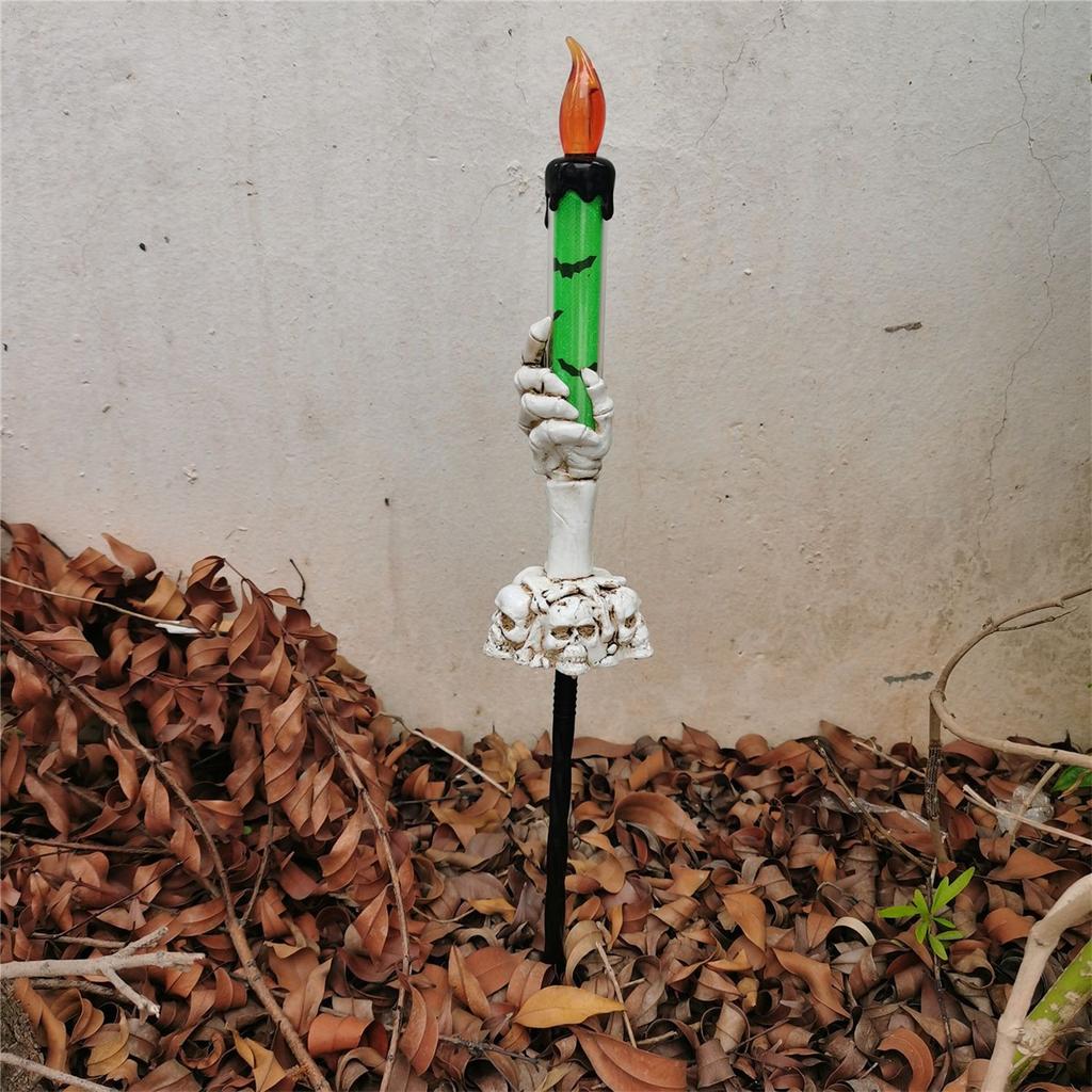 2023 New Ghost Hands Candle Light Halloween Decoration Skeleton Head Beacon Indoor and Outdoor Garden Atmosphere Decoration
