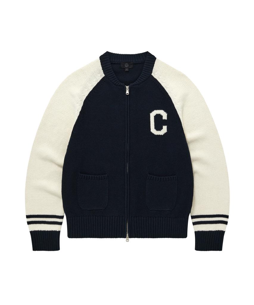 Covernat Женский кардиган на молнии с логотипом C Varsity Темно-синий