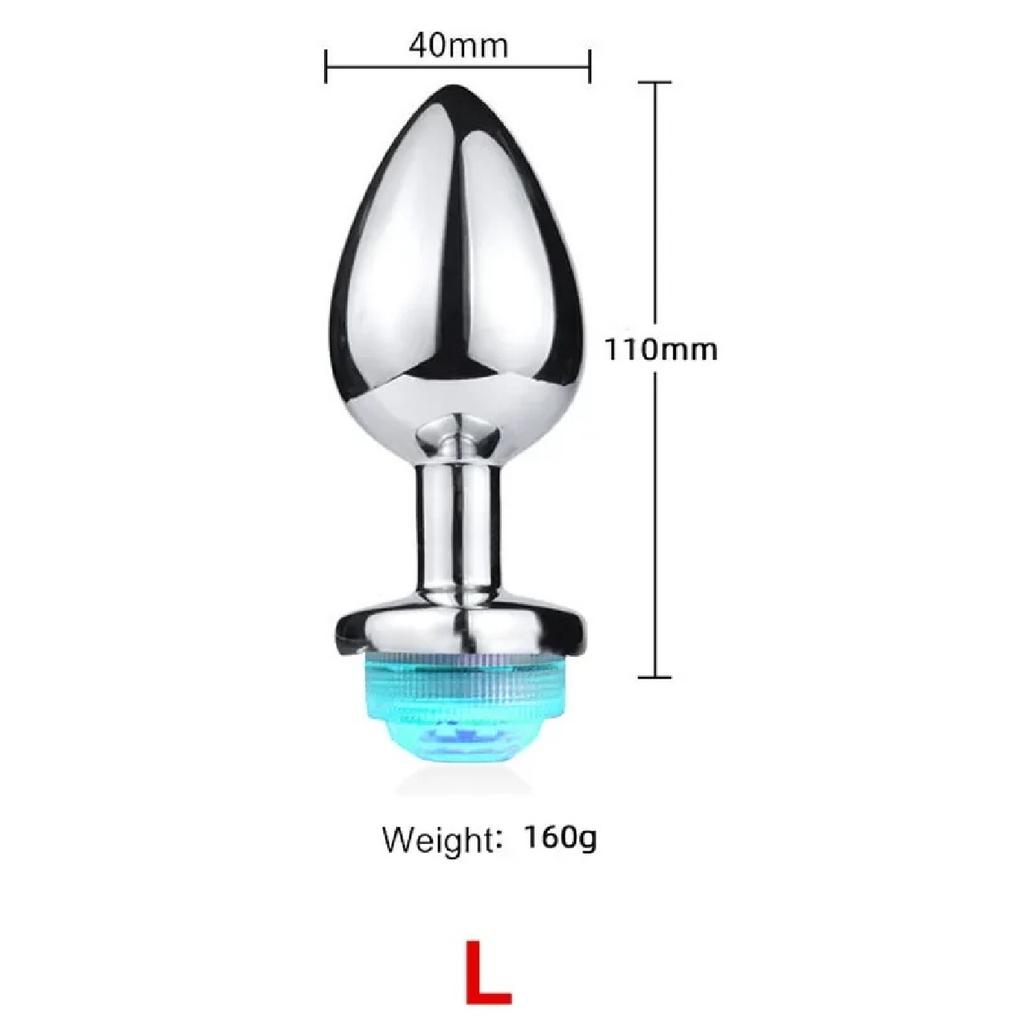 Colorful Anal Plug LED Glowing Butt Plug Vagina Massage Luminous Anal Tail Stainless Steel Butt Dilator Anus Sex Toys for Women