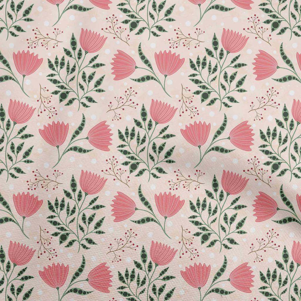 oneOone Cotton Flex Gray Fabric Dotted Floral Fabric For Sewing Printed Craft Fabric By The Yard 40 Inch