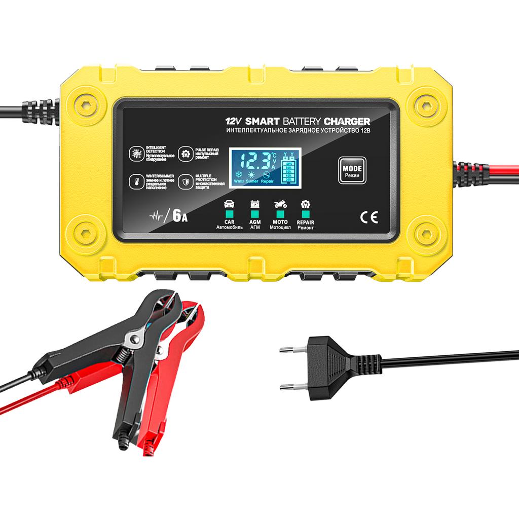 6A 12V Автомобильное зарядное устройство для аккумулятора, Поддерживающее зарядное устройство для Автомобилей, Мотоциклов, Свинцово-кислотных, AGM, GEL аккумуляторов