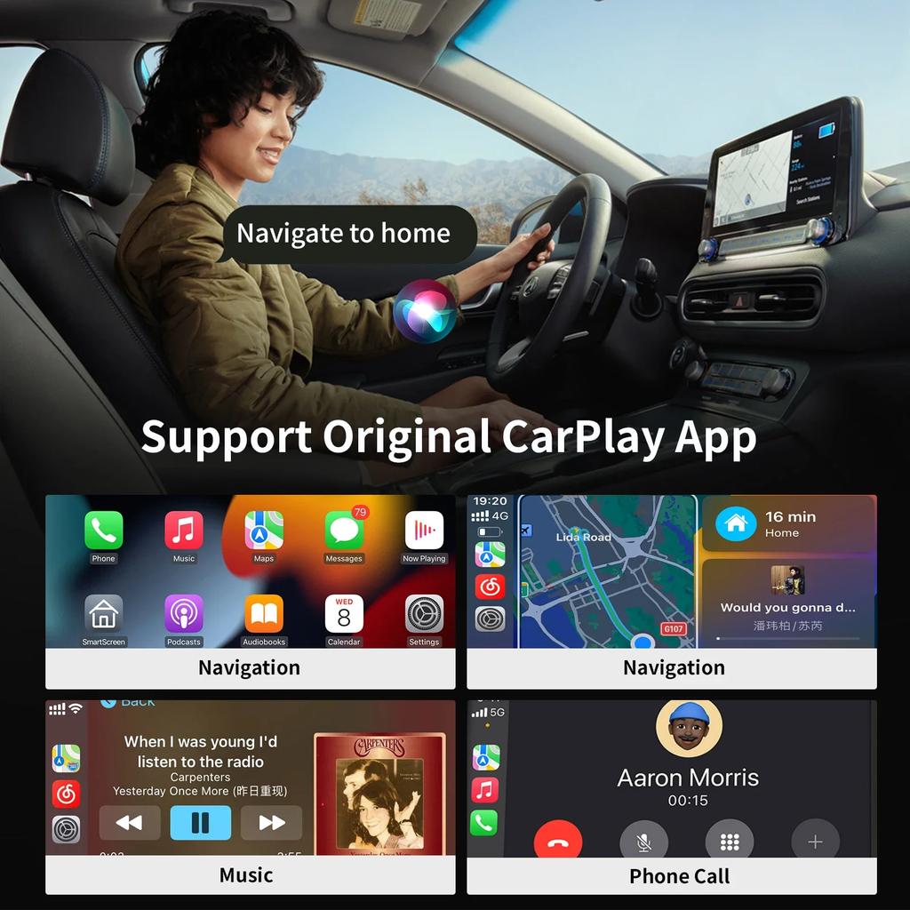 НОВЫЙ вращающийся на 360° беспроводной беспроводной адаптер CarPlay Android Auto, универсальный смарт-мини-бокс для Volkswagen Honda Toyota