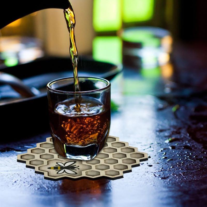 Деревянные подставки для чашек Животное Пчела Подставки на стол Подставки Пчелиное гнездо Подставки Подставки под чайные и кофейные кружки Подкладка для напитков Термостойкий Домашний декор