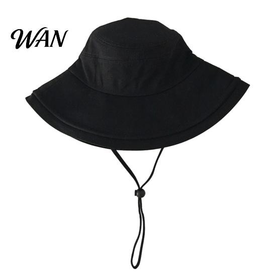 Wide Brim Bucket Hat Waterproof Rain with Chin Strap, Quick Drying Sun Packable Beach Hat, Breathable Mesh Ventilation Summer Headwear