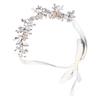 Свадебная хрустальная повязка на голову изысканный дизайн с цветочным листом мягкий головной убор из ленты для свадьбы дня рождения