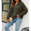 Autumn and Winter Casual Half-open Zipper  Sports Women's Lapel Loose Pullover Long-sleeved Sweater