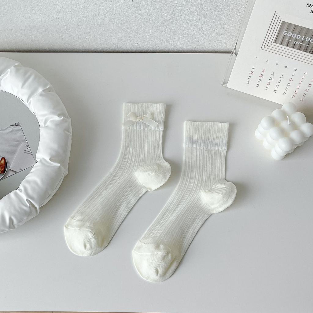 Summer Thin Socks Woman Black Bowknot Lace Low Tube Casual Cool Lolita White Socks for Women