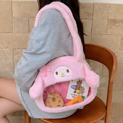 Вместительная милая плюшевая сумка-ита в виде мультяшного клубничного медвежонка - прозрачная сумка через плечо в виде куклы Куроми.