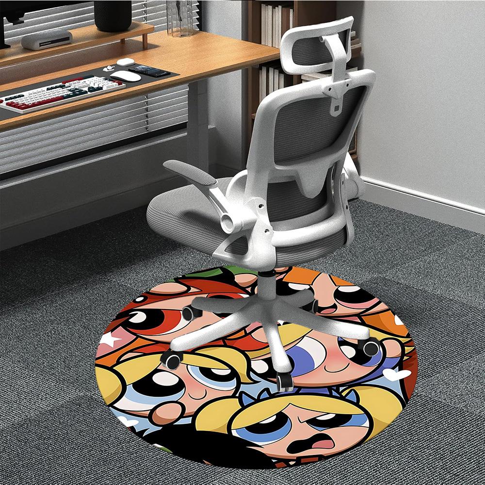 1pc Powerpuff Girls Office Round Area Rug, Under Office Chairs Bedroom Living Room Home Decor, Room Decoa1022134