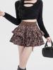 Женская леопардовая юбка Y2k Shoujo Girl Aesthetic 2000s Mini Ruffles Skirt Gyaru Coquette с эластичной талией Cyber Punk Cake Skirt