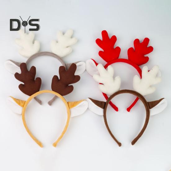 Christmas Headband Antler Decor Hair Hoop Festive Reindeer Design Headgear Women Elastic Comfortable Xmas Hair Accessories