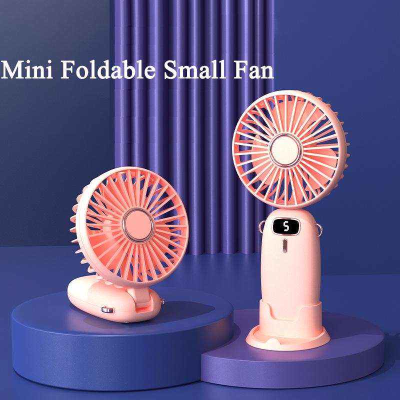 Mini Handheld Small Fan Noise Reduction USB Charging Office Desk Foldable and Portable Hangable Neck Outdoor Handheld Small Fan