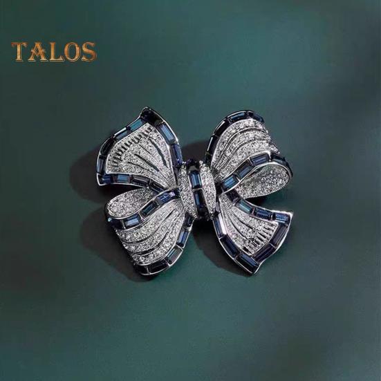 Women Brooch Bow Shape Rhinestone Anti-slip Wear-resistant Suit Coat Collar Hat Scarf Decoration Clothes Pin Prom Party Garment Jewelry
