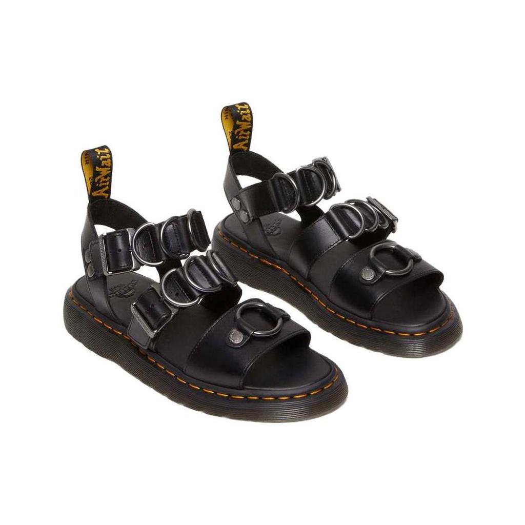 Dr. Martens Leather Metal Buckle Fashion Sandals Unisex Sandals Black 30747001