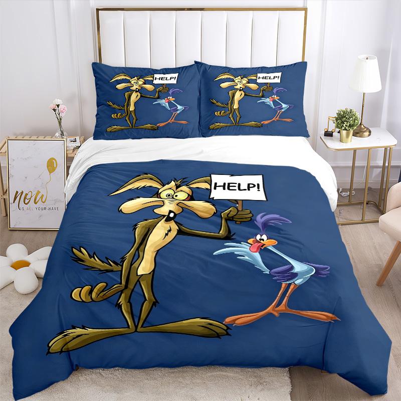 Road Runner Wile E Coyote Print 3Pcs Bedding Setduvet Cover With 2 Bedropillowcase Home Birthday Gift