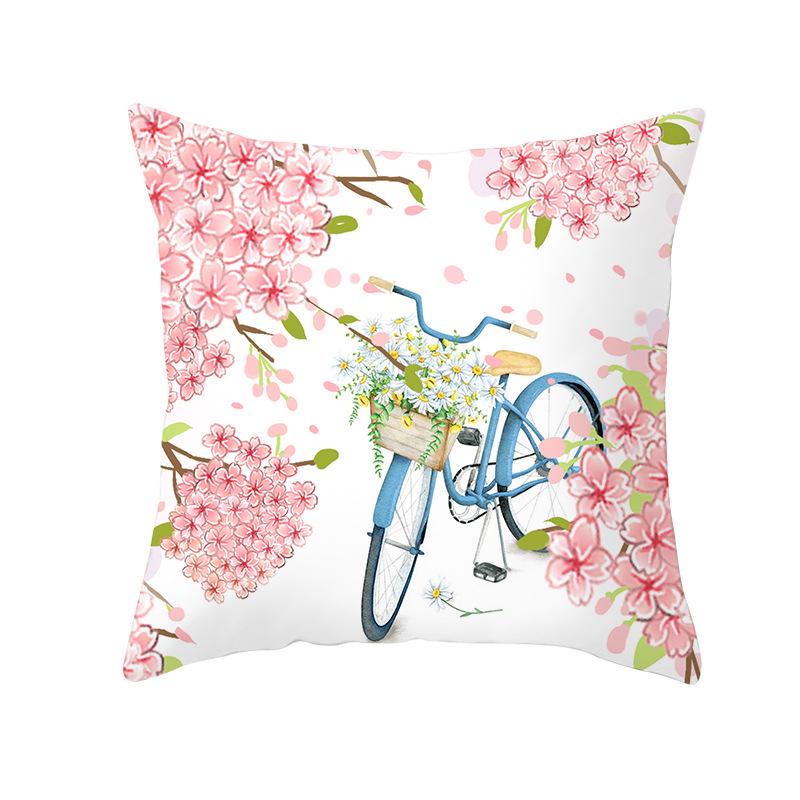 Flower and Grass Bicycle Pillow Cover for Home Ins Nordic Pillow Photo Small Fresh Cushion