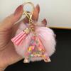 Очаровательный блестящий брелок с инициалами, сверкающий каучуковый кулон в виде алфавита с пушистой буквой, шарм для девочек, сумок, рюкзаков, аксессуаров