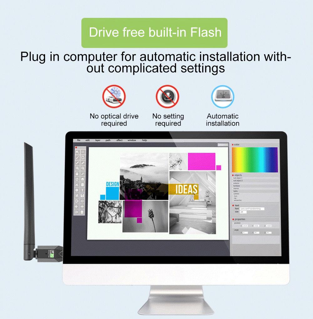 USB-адаптер Wi-Fi Bluetooth 5.0 со скоростью 600 Мбит/с и двухдиапазонная Wi-Fi-антенна 2,4G 5 ГГц Карта 802.11ac USB-приемник Ethernet Беспроводная сеть для компьютера