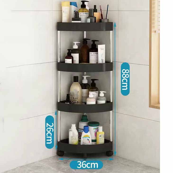 3/4/5-слойная кухонная полка для хранения, треугольная подвижная пластиковая полка для ванной комнаты, компактный органайзер на колесах