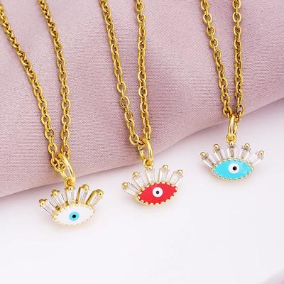 Турецкое ожерелье Lucky Evil Eye, женское 5 стилей, CZ Eyes, женский шарм, модная эмалированная цепочка из нержавеющей стали, ожерелье, ювелирное изделие, подарок